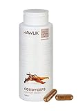 HAWLIK Vitalpilze Cordyceps Pulver Kapseln - 250 Kapseln - 500 mg Vitalpilz Pulver - Vegan - Zuckerrohr-Dose