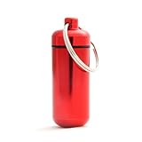 Ganzoo Pillen-Dose, Pillen-Box, Aluminium-Kapsel, Schlüssel-Anhänger mini, wasserdicht, Farbe: rot, Höhe: 45mm