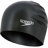Speedo Langhaar-Schwimmkappe, bequeme Passform, hydrodynamisches Design, wasserdichte Mütze, schwarz, Männer oder Frauen...