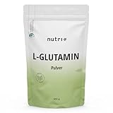 Nutri + L Glutamin Pulver Vegan 500 g - Neutral & hochdosiert ohne Zusatzstoffe - 100% natur rein - Fermentiertes L-Glutamin...