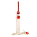 PowerPlay BG889 Deluxe Cricket Set with Cricket Bat, Ball, 4 Stumps, Bails and Bag, Size 5 Bat, red