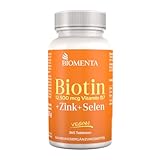 BIOMENTA Biotin + Zink + Selen - 365 BiotinTabletten hochdosiert mit 12.500 mcg Biotin/Stck. - vegan - Premiumqualität