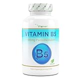 Vitamin B5 mit 500 mg - 180 Kapseln - Pantothensäure - Hochdosiert - Vegan - Laborgeprüft (Wirkstoffgehalt & Reinheit) - B...