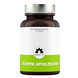 Apfelessig Kapseln hochdosiert - 1000 mg pro Tag organischer Apfelessig - 180 vegane Apple cider vinegar Kapseln, Laborgeprüft,...