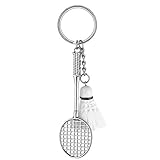 Badminton Schlüsselanhänger, Schlüsselring Schläger Und Ball, Schlüsselanhänger Tasche Zubehör (weiß)