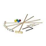 Relaxdays Krocket Spiel, 4 Spieler Kinder Erwachsene Komplettset mit Tasche Croquet Set Holz S, natur, EU