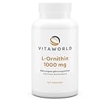 vitaworld L-Ornithin 1000 mg, Hochdosiert mit 1000 mg pro Tablette, Vegan, 120 Tabletten