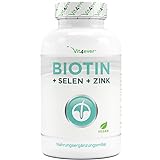 Biotin hochdosiert 10.000 mcg + Selen + Zink - 365 Tabletten für ein Jahr - Haut, Haare & Nägel - Premium: Mit bioaktives Biotin...