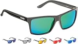 Cressi Unisex Premium Sport Sonnenbrille Polarisierte Linse 100Prozent UV-Schutz, Brillengestell Schwarz - Grün Linsen,...
