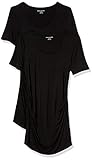 Amazon Essentials Damen Kurzärmeliges Umstands-T-Shirt mit U-Ausschnitt und Raffung, 2er-Pack, Schwarz, L