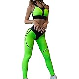 Damen Yoga Trainingsanzüge Sport Shirt Vest Trainingshose Set Yoga Hosen Leggings Tights Shape Stretch Sporthose für Workout Gym...