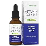 Vitamin D3 + K2 Tropfen 50ml - Premium: 99,7+% All-Trans (Original K2VITAL® von Kappa) - Laborgeprüfte 1000 I.E. Vitamin D3 pro...