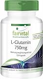 Fairvital | L-Glutamin Kapseln 750mg - 120 Kapseln - HOCHDOSIERT - VEGAN - freie Form der Aminosäure