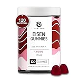 Gumtamin Eisen Gummibärchen mit Vitamin C mit 20mg Eisen hochdosiert - vegan - 120 Gummies bei Eisenmangel - Alternative zu...