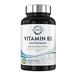 Vitamin B3 Nicotinamid 500 mg - 180 Hochdosiert Niacin-Kapseln ohne Flushing-Effekt (Flush Free) - Veganes Nicotinsäureamid...