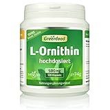 L-Ornithin, 500 mg, hochdosiert, 120 Kapseln – wichtige Aminosäure. Hergestellt durch Fermentation. OHNE künstliche Zusätze,...
