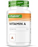 Vitamin A - 10.000 I.E. (3000 µg) - 240 Tabletten - Laborgeprüft (Wirkstoffgehalt & Reinheit) - Retinylacetat - Ohne...