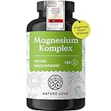 NATURE LOVE® Magnesium Komplex - 180 Kapseln - 400mg elementares je Tagesdosis - Magnesiumcitrat, Magnesiumoxid,...