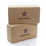 BODYMATE 2er Set Yoga Block aus Kork, Yogablöcke, Korkblock für Yoga, aus 100% ökologischem Kork, Training Support für Yoga,...