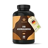 Bio Ashwagandha - 360 Kapseln (BIG PACK) - Hochdosierte 2600mg pro Tag (90 Tage) - 650mg pro Kapsel - indische Bio Schlafbeere -...
