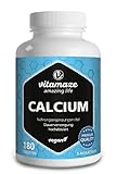 Calcium Tabletten hochdosiert vegan, 180 Tabletten für 3 Monate, 800 mg Kalzium-Carbonat pro Tagesdosis, Organische...