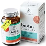 Biotin Zink Selen Tabletten 1 Jahr (365 Stk) PETA Zertifiziert & CO2 neutral & Plastineutral für Haut Haare & Nägel 1000ug...