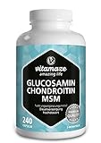 VITAL-Komplex mit Glucosamin, Chondroitin, MSM, hochdosiert, 240 Kapseln für 2 Monate mit Vitamin C, Natürliche...