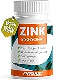 Zink 25mg - 365 Tabletten (vegan) mit Zink-Bisglycinat (Zink-Chelat) für höchste Bioverfügbarkeit - laborgeprüft, hochdosiert,...
