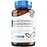 Glucosamin & Chondroitin Hochdosiert mit Vitamin C & Kurkuma – 2880mg Komplex – 180 Tabletten – Trägt zu einer normalen...