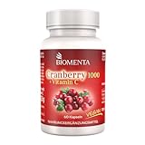 BIOMENTA Cranberry 1000 – 60 Cranberry Kapseln hochdosiert - 1000 mg Cranberry Extrakt + 500 mg Vitamin C/Tagesverzehr - vegan -...