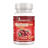 BIOMENTA Cranberry 1000 – 60 Cranberry Kapseln hochdosiert - 1000 mg Cranberry Extrakt + 500 mg Vitamin C/Tagesverzehr - vegan -...