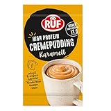 RUF High Protein Cremepudding Karamell, Karamell-Pudding aus der Tasse, 13g Protein pro Portion, einfache Zubereitung ohne Kochen,...