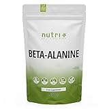 Nutri + Beta Alanin Pulver 500 g - vegan rein hochdosiert und ohne Zusätze - Pre Workout Booster - ß Alanine Powder - ideal als...