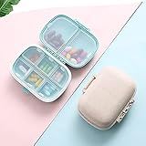 Pillendose Tablettenbox 8 Fächer 2 Farben Handlicher Medikamentenbox,Pillenbox Feuchtigkeitsbeständigen Bauart,BPA Frei,Für...