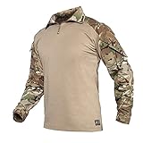 YEVHEV Taktisch Hemd Herren G3 Hemd Shirt mit Ellbogenschützern US Armee Caumpflage Langarm Combat für Outdoor-Aktivitäten