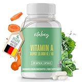 Vitabay Vitamin A Hochdosiert Kapseln VEGAN - 120 Vitamin A Retinol Kapseln 10000 IE - Vitamine A für Augen, Haut & Immunsystem -...