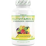 Multivitamin A-Z - 365 Tabletten (12 Monate) - 32 aktive Inhaltsstoffe - Kombination aus Mineralien + Aminosäuren +...