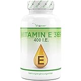 Vitamin E 400 I.E. - 365 Softgel Kapseln - Premium: Natürliches Vitamin E aus Sonnenblumen - 12 Monatsvorrat - Laborgeprüft -...