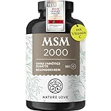 NATURE LOVE® MSM 2000mg mit Vitamin C - 365 laborgeprüfte Tabletten - Kompakteres MSM Pulver als bei Kapseln - Ohne Zusätze,...