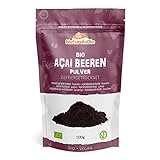 Acai Pulver Bio 100g - Gefriergetrocknet - Pure Organic Acai Berry Powder (Freeze-Dried) aus Brasilien, Getrocknet, Rohkost und...