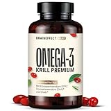 BRAINEFFECT Premium Omega 3 Kapseln aus reinem Krillöl | 100% Krillöl (Ungestreckt) | Höchster Omega 3/EPA/DHA Pro Kapsel |...