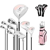 COSTWAY komplettes Damen Golfschläger Set, 9 teilige Golfschlägersätze rechtshändig mit Regenhaube, Golfset mit 1 Driver & 3...