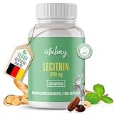 Vitabay Lecithin Kapseln hochdosiert 1200mg - 120 VEGANE Sojalecithin Softgel Soja Kapseln - Lecithin Vegan mit Phosphatidylcholin...