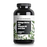 Ginkgo biloba – optimal dosiert mit 5000mg pro Kapsel (50:1 Extrakt) – 365 Kapseln – mit Vitamin B5 & Zink – vegan, ohne...