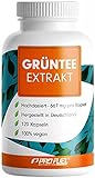 Grüntee Extrakt 120x Grüner Tee Kapseln - 1333 mg pro Tag, davon 600 mg EGCG - Grüntee Kapseln hochdosiert + Schwarzer Pfeffer...
