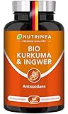 DETOX INGWER & KURKUMA - 100% BIO & VEGAN - Kapseln Hochdosiert mit 95% Extrakt | Curcuma 100% VEGAN | Höchste Bioverfügbarkeit...