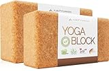 Yoga Block 2er Set Kork - EXTRA Yoga HEFT im Set - 100% Natur Hatha Klotz Nachhaltig - Ideal auch für Anfänger, Meditation...
