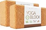 Yoga Block 2er Set Kork - EXTRA Yoga HEFT im Set - 100% Natur Hatha Klotz Nachhaltig - Ideal auch für Anfänger, Meditation...