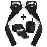 Breaking Limits Set aus Lifting Straps & Wrist Wraps - 2 Handgelenkbandagen, 2 Zughilfen - Krafttraining, Gewichtheben,...