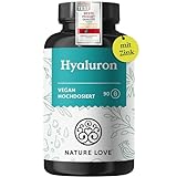 NATURE LOVE® Hyaluronsäure Kapseln mit Zink - Hochdosiert mit 500mg Hyaluron - Vegan - 90 Stück (3 Monate) - 500-700 kDa -...